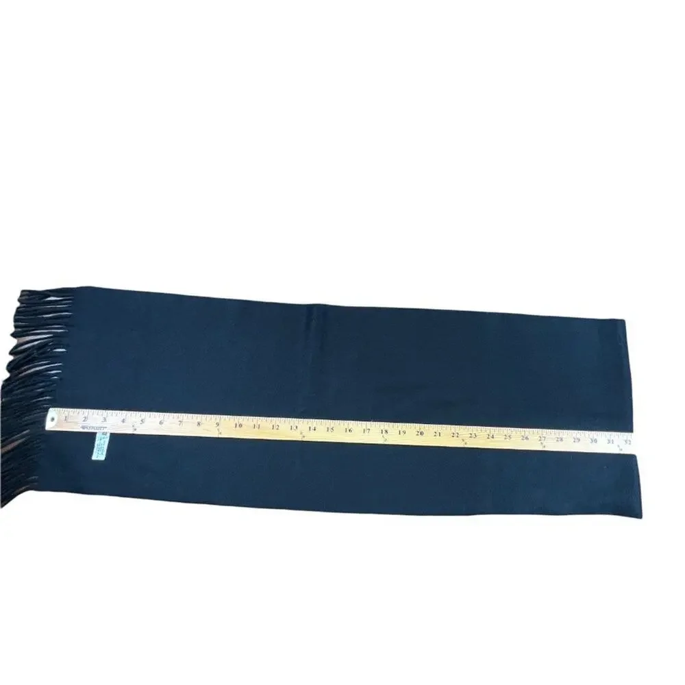 Paul Harris Mid Weight Fuzzy Fringed Muffler Scarf 64X11 Black